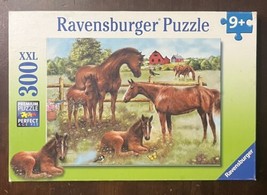 RAVENSBURGER &quot;Horse Family&quot; 300 pc Puzzle 19x14 #13 037 5 RARE HTF 100% Complete - £30.46 GBP