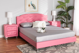Declan Glam Pink Faux Leather Upholstered Full Size 3-Piece Bedroom Set - $14,534.57 MXN