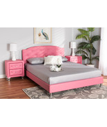 Declan Glam Pink Faux Leather Upholstered Full Size 3-Piece Bedroom Set - $14,321.06 MXN