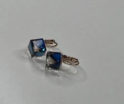 Evevic NIB crystals from swarovski blue cubed Dangle earrings x2 - £47.66 GBP