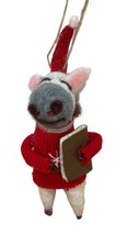 Silver Tree Donkey in Red Sweater with Book Felted Christmas Ornament NWT - $16.34