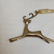 Vintage Brass Metal leaping Flying Reindeer Christmas Ornament 4.5&quot; - $9.74