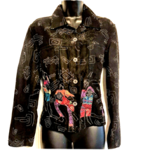 Chico&#39;s Embroidered Jacket Black size 0 Ethnic Embellished Band Musician... - £22.93 GBP