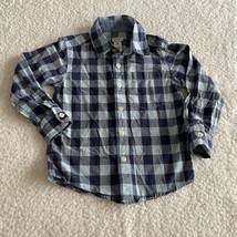 Carter’s Button Down Shirt, Size 4, Blue, Plaid, 100% Cotton, Long Sleeve - £9.55 GBP