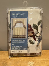 VINTAGE Mainstays Home Singing Birds Plaid Tier (58x36) &amp; Swag (58x36) S... - $34.64