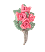 Vintage Resin Pin Red Roses 1.5 Inches Brooch - £5.31 GBP