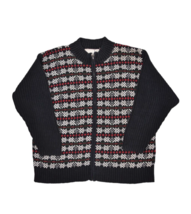 Liz Claiborne Sweater Womens L Cardigan Full Zip Ramie Knit Fair Isle Elisabeth - £23.76 GBP