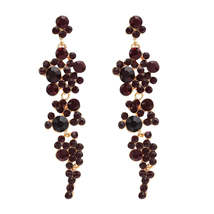 Black Cubic Zirconia &amp; 18K Gold-Plated Cluster Drop Earrings - £12.04 GBP