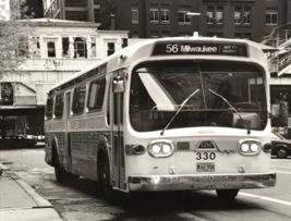 Chicago Transit Authority Bus CTA #330 Route 56 Milwaukee B&amp;W Photograph 1987 - £7.48 GBP