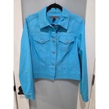 Vintage 5|48 Turquoise Stretch Jacket Sz 10 Blue Denim Look Fitted Jean ... - $539.40 MXN