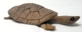 Wood Turtle Tortoise Figurine Hand Carved Brown Textured Small Vintage - £14.63 GBP