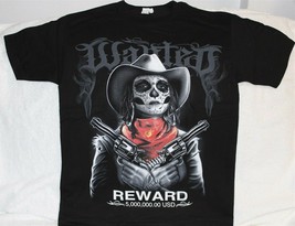 Wanted Gangster Woman Day Of The Dead Death Mask Pistol Reward T-SHIRT Shirt - £9.07 GBP