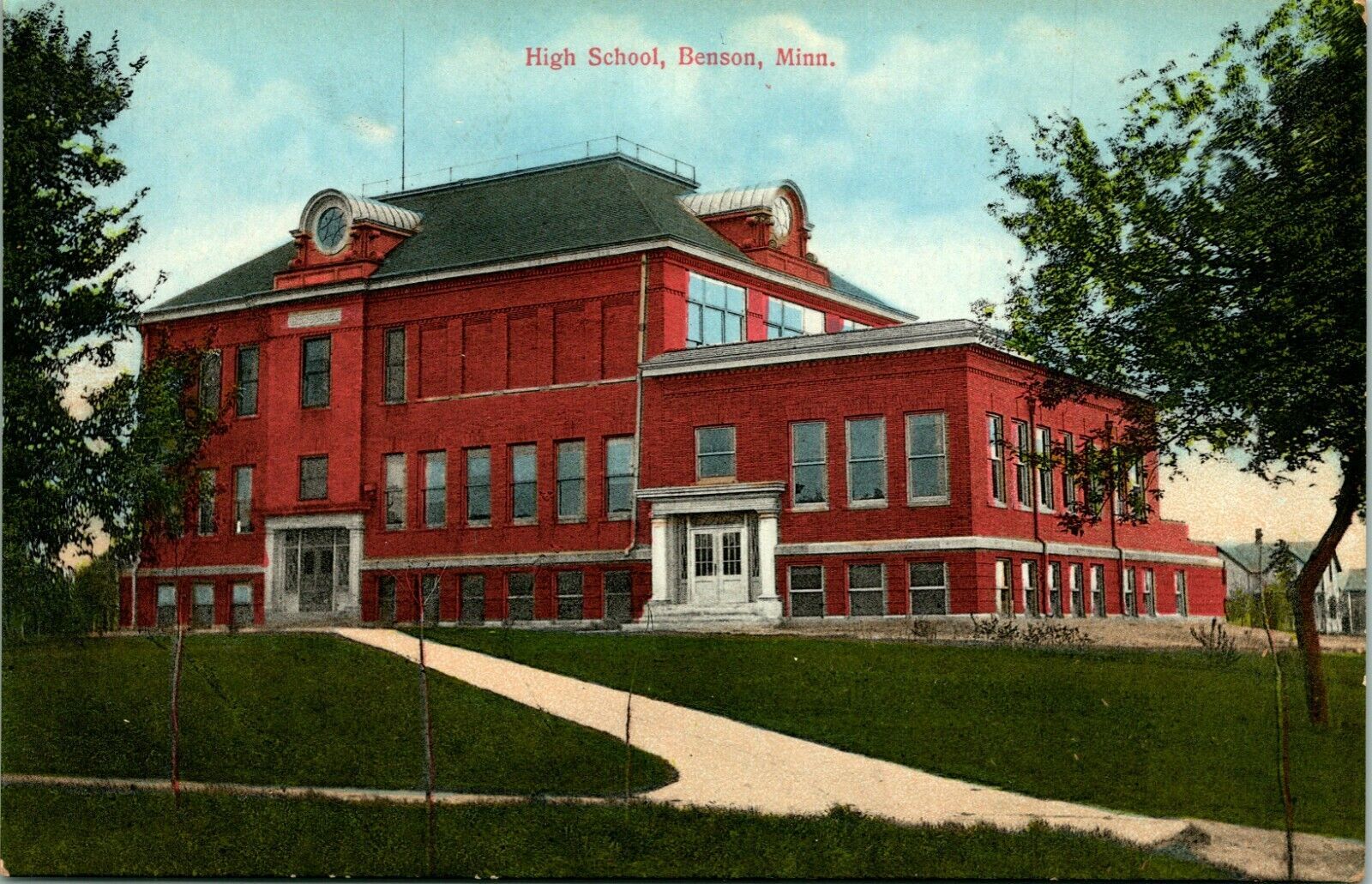 Primary image for Vtg Postcard c 1910 High School Building Benson Minnesota Bloom Bros Pub Unused
