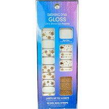 NEW Dashing Diva Gloss Shine Nail Strips White Tree Snowflake Gold Chris... - $15.88