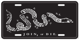 Join Or Die Black Embossed License Plate - £15.46 GBP