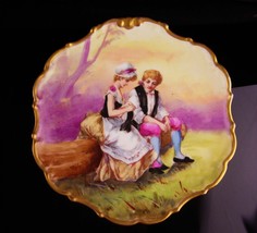 Antique Flambeau Limoges dish - Handpainted portrait - Victorian cameo wall char - £216.24 GBP