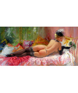 painting Giclee Decor Beauty Lying in Bed nude oil Art Printed on Canvas - £7.60 GBP+