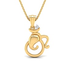 SwaraEcom 14K Yellow Gold Plated Round Solitaire Cubic Zirconia OM Pendant Charm - £40.17 GBP