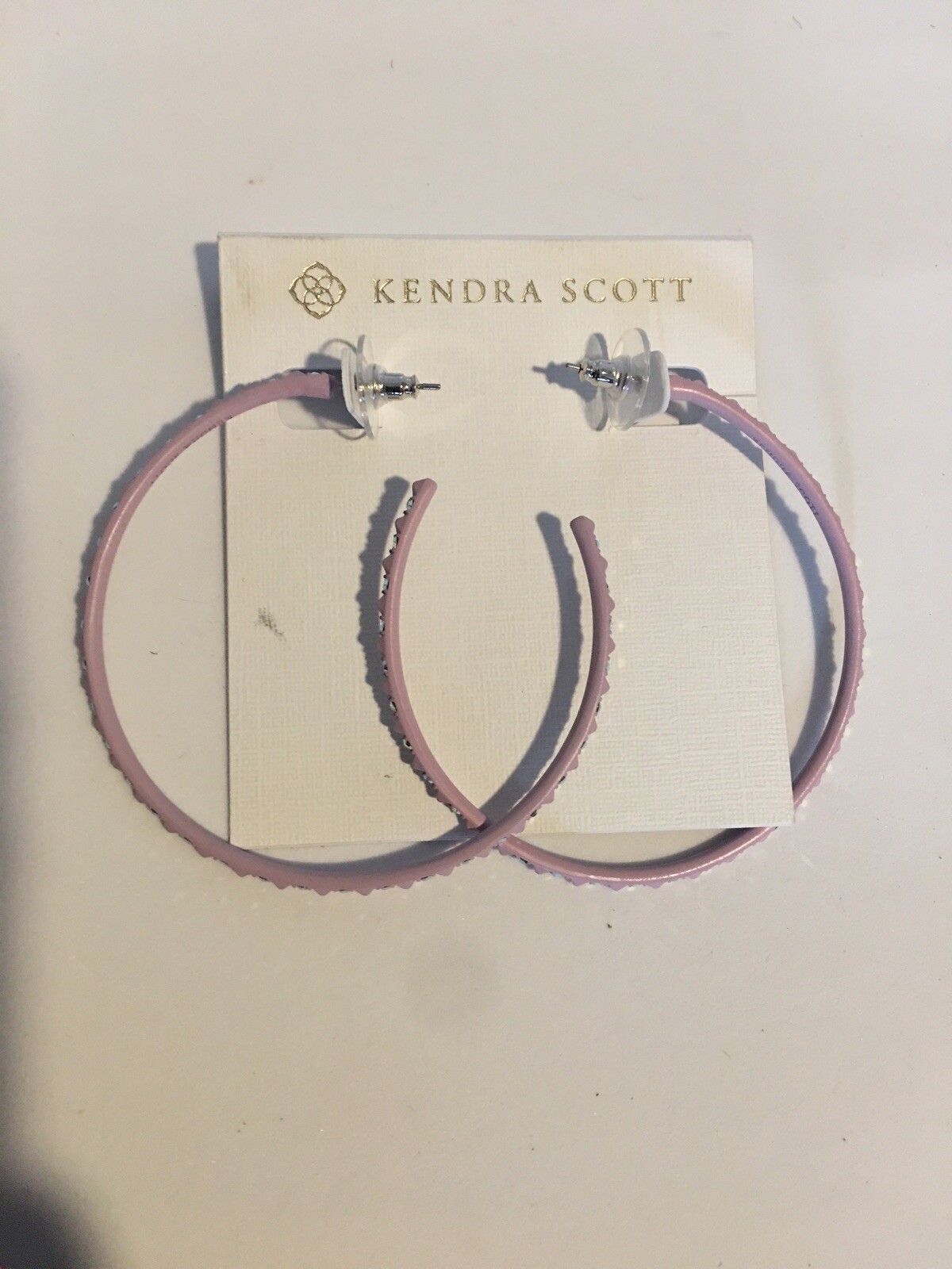 KENDRA SCOTT Val Matte Lilac Iridescent Crystal Hoop Earrings NEW Item image 2
