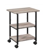 Modern Industrial Black Metal Grey Wood Printer Stand Shelf Cart - $2,598.28 MXN