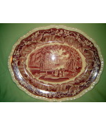  Vintage 15&quot; Gadroon Edge Oval Serving Platter in Vista Pink by Mason&#39;s - $101.87 CAD