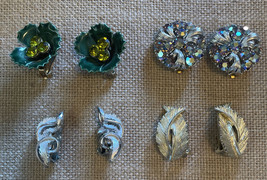 Lot Of 4 Lisner Silver Tone Multicolor Stone Costume Jewelry Clip On Ear... - £15.65 GBP