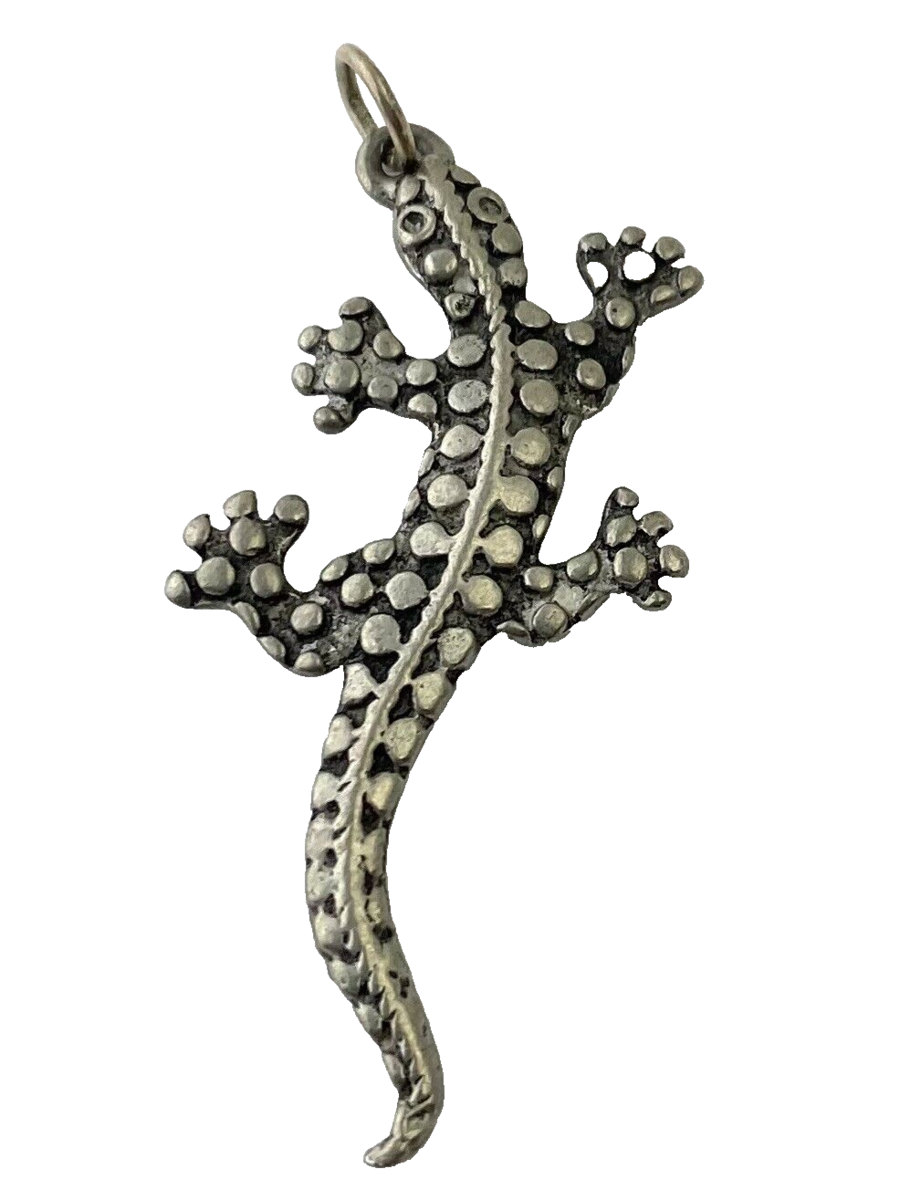 Vintage Silvertone Gecko Lizard Pendant - $7.59