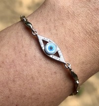 925 Silber Evil Eye Schutzarmband Amulett Nazariya 6,5 &quot; + 1&quot; Verlängerung 5 - £22.46 GBP