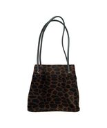 Nine West Animal Print Shoulder Bag Faux Fur Brown Black Giraffe Pattern Tote Y2 - $24.30