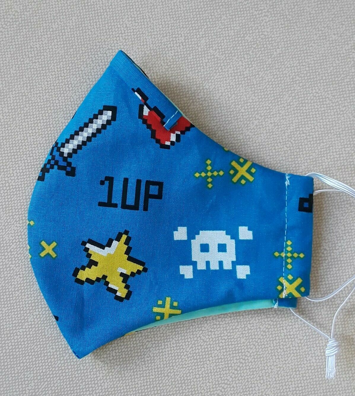 FACE MASK WASHABLE COTTON REUSABLE REVERSIBLE &quot;GAME UP&quot; - $2.96