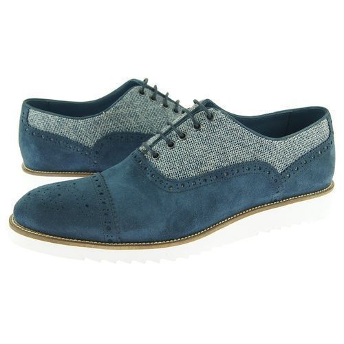 New Blue Color Tweed Lace Up Rounded Cap Toe Genuine Leather Men Handcrafted Sho