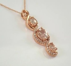 2Ct Oval Cut Lab Created Morganite Women Pendant 14K Rose Gold Plated Free Chain - £108.50 GBP