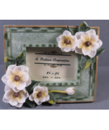 Mini Picture Frame 3D Magnolia Flowers Green &amp; White Resin 1.75&quot; x 2.5&quot; ... - £6.15 GBP