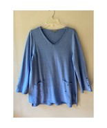 Habitat Sz M Stretch Blue Front Pocket Cotton Swing Tunic Sweater Blouse... - €21,24 EUR