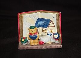 Classic Style Ceramic Red Book w Mini Animal Figurines Shadow Box Shelf ... - $7.91