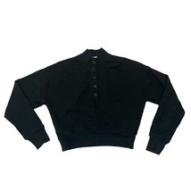 Reformation Marla Button Placket Sweatshirt Cropped Black Organic Cotton... - $42.57