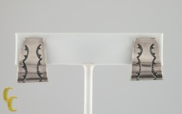 Gorgeous Sterling Silver Stamped Hoop Clip-On Earrings Gift for Her - $156.82