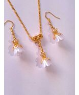 Whyte flower gold jewelry set wedding jewelry pearl set necklace earring... - $49.00