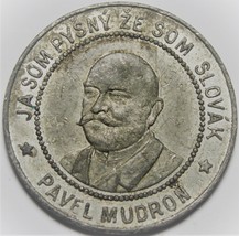 Pavel Mudron Slovakian Politician 1907 Medallion~Free Shipping - £13.03 GBP