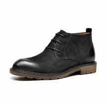 BeauToday Ankle Boots Men Genuine Cow Leather Waxing Round Toe Male Lace-Up Fash - £201.18 GBP