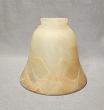 Faux Alabaster Beige Swirl Glass Light Lamp Shade Globe Fixture 2 1/4&quot; F... - £11.84 GBP
