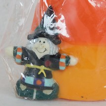 Candy Corn with Witch Halloween Novelty Candle Unburned 5.5" High Yellow Orange - £9.31 GBP