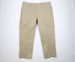 Vintage Dickies Mens Size 44x30 Spell Out Wide Leg Mechanic Work Pants Beige - £38.72 GBP