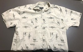 Woolrich Mens Shirt Size XL Fishing Lure and Rod Button Front Shirt - $12.82