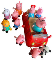 Lot Of 12 Peppa Pig Family and Friends Posable Figures And Car - £31.72 GBP