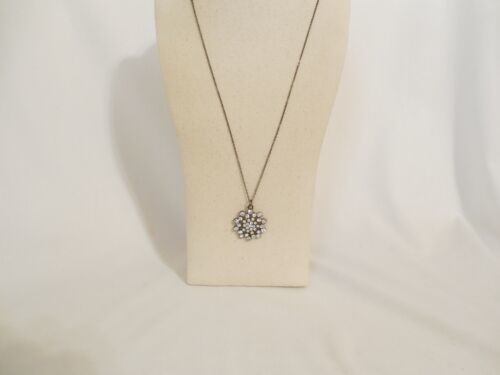 Department Store  23" w 2" ext Grey Tone Jeweled Cluster Pendant Necklace M706 - $14.39