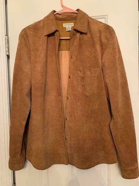 Primary image for Vintage 90s Ann Taylor camel color genuine leather shirt, button down