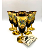 Vintage Mid-Century Bohemian Glass Cordial Set Of 5 - £120.18 GBP