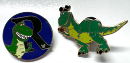 Disney Lot of 2 Toy Story Rex Dinosaur Wearing Mickey Ears Hat Pins - £16.34 GBP