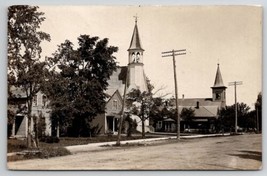 Seymour WI RPPC First Congregational Church And Emanuel Lutheran Postcard T27 - £15.69 GBP
